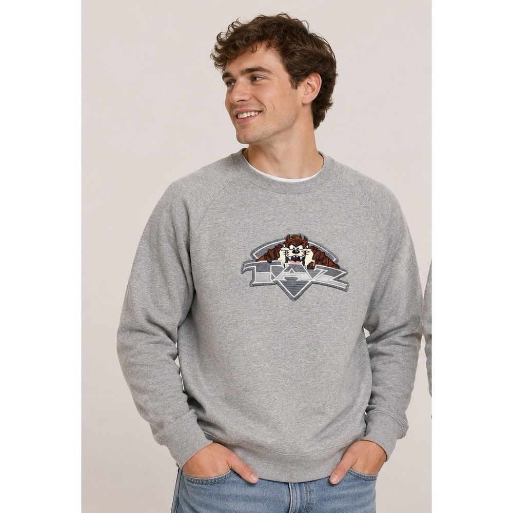 VTG Looney Tunes 2XL Warner Bros Studio Store Embroidered Sweat Shirt Y2K Gray